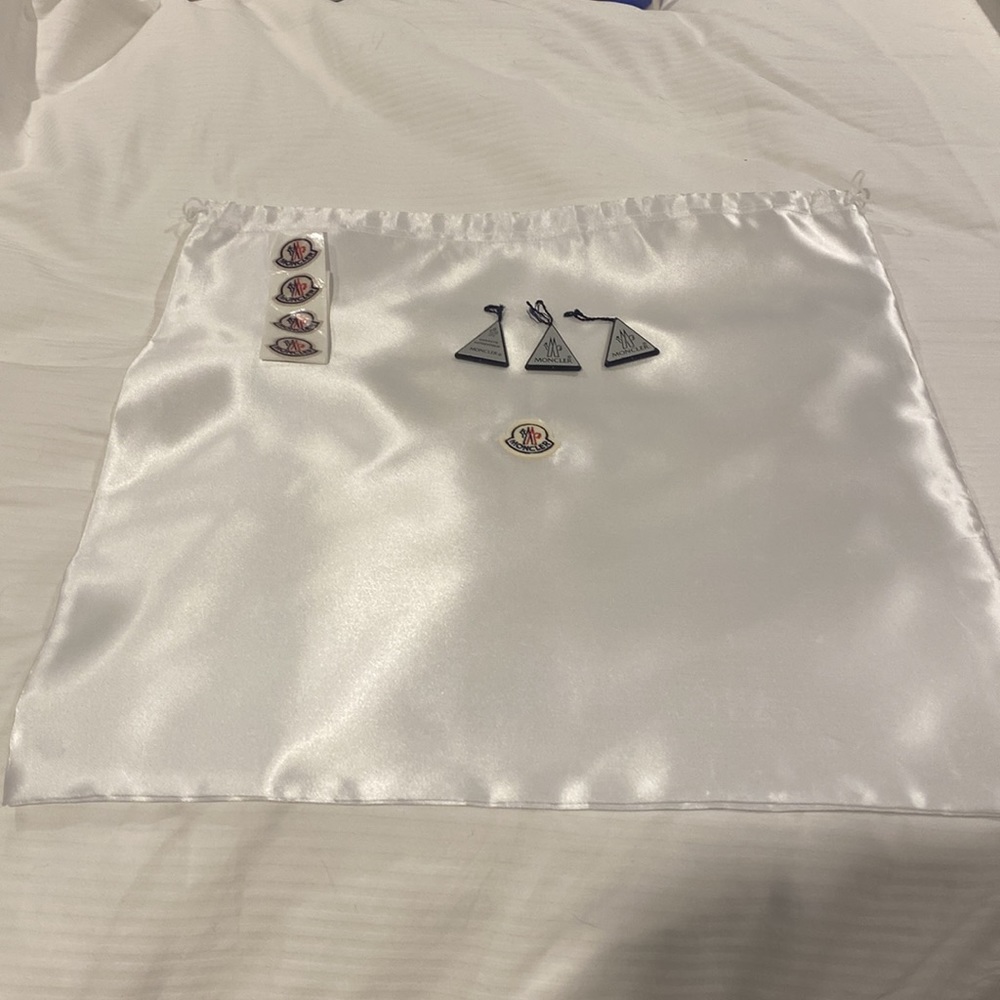 MONCLER VERY LARGE DUST BAG THAT MY VEST CAME IN PLASTIC PULL AND 7 STICKERS